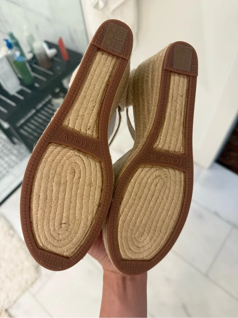 NWOT JCrew Linen Espadrille Platform Heels Size 8.5
